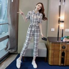 High waist slim small nine-point straight casual tooling jumpsuit women